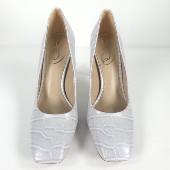 NWB SAM EDELMAN LEATHER UPPER‎ BETH GREY CROCPRT PU Pumps Stiletto Heel Sz 6M - Picture 5 of 16